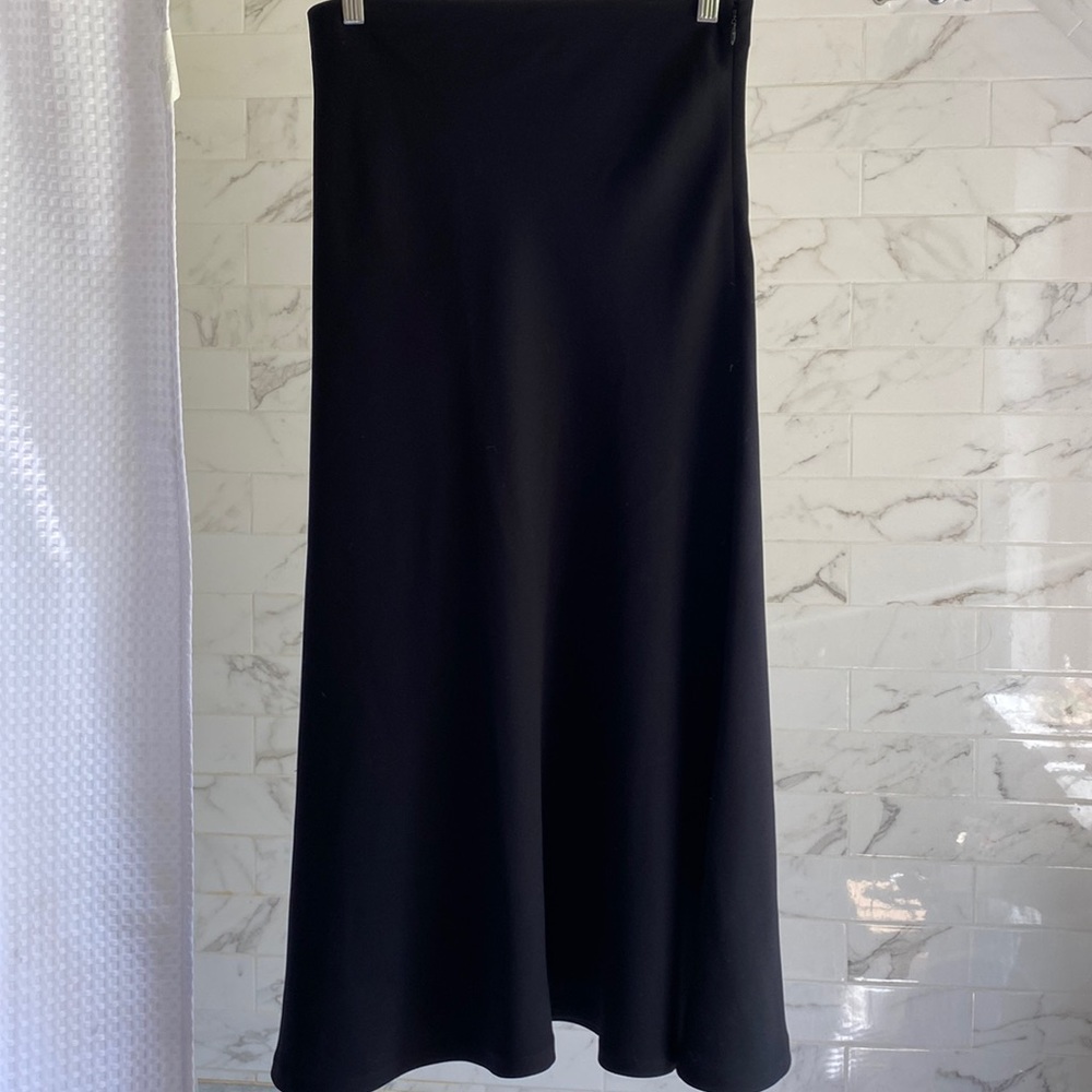 Black calf length A line skirt